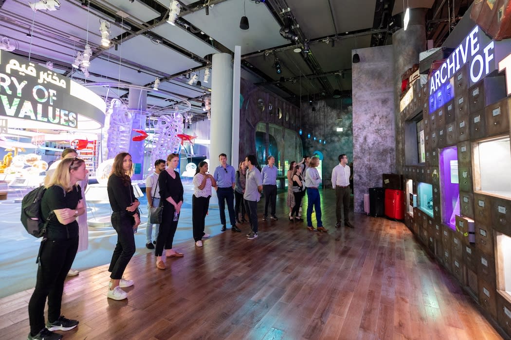 A group on a guided visit inside Terra